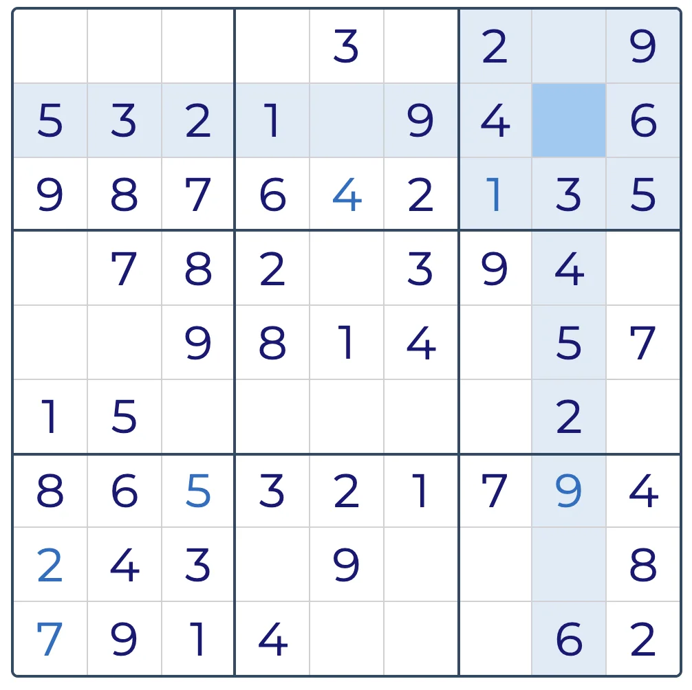 Example grid for solving a 9x9 Sudoku puzzle-4